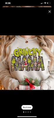 Grinchy Mama Tan Crew