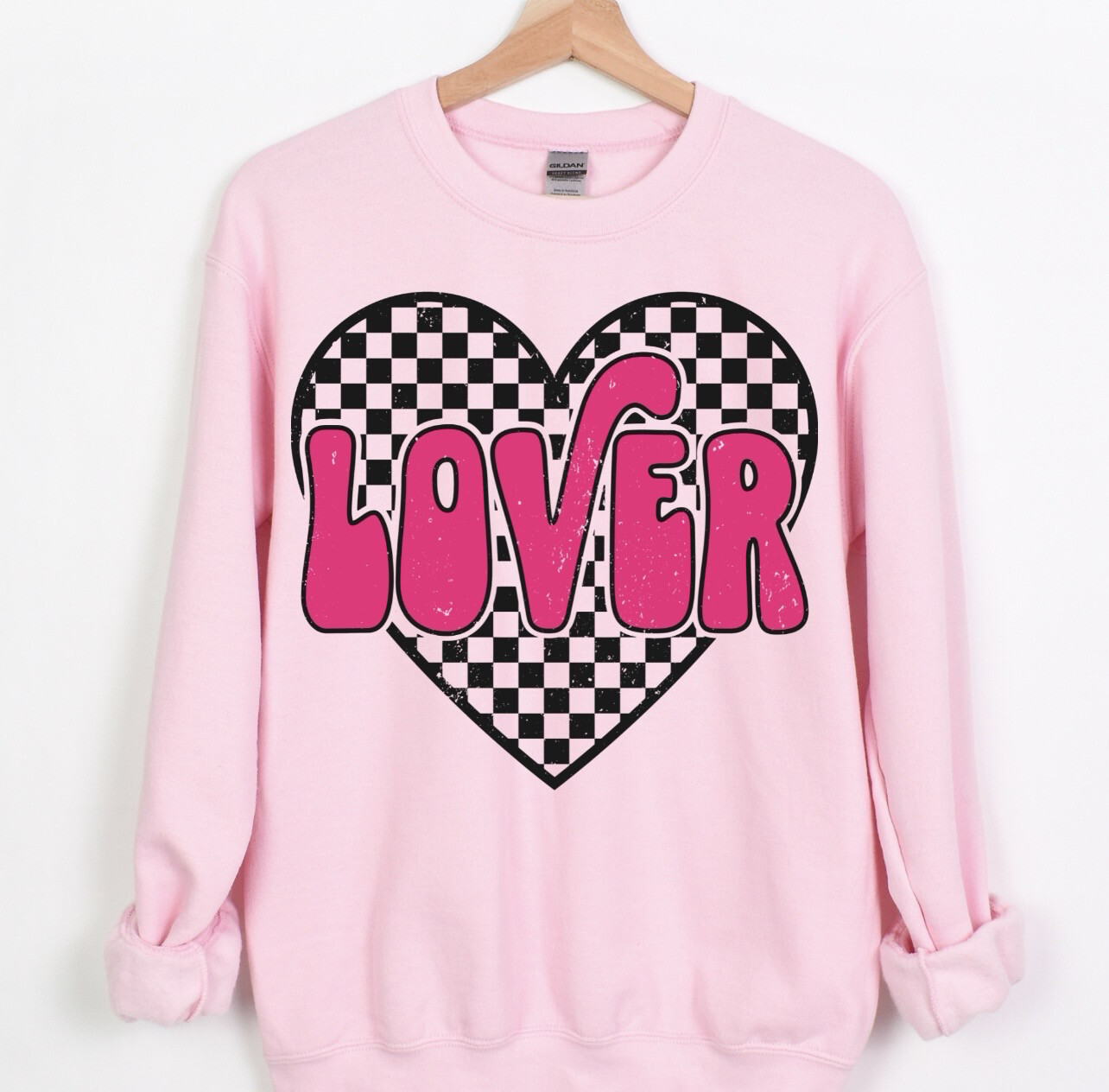 Lover Checkered Heart Crewneck