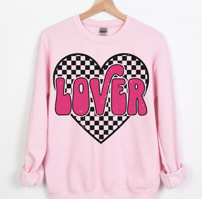 Lover Checkered Heart Crewneck