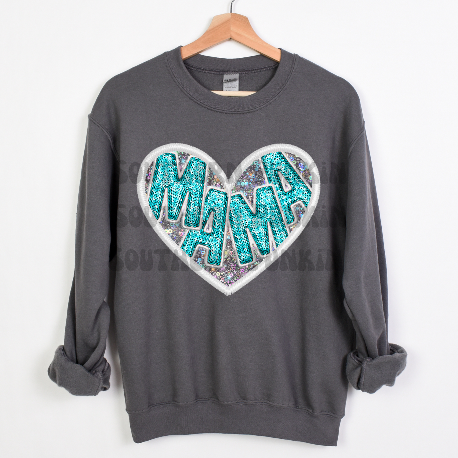 Mama Heart Sequin Crew