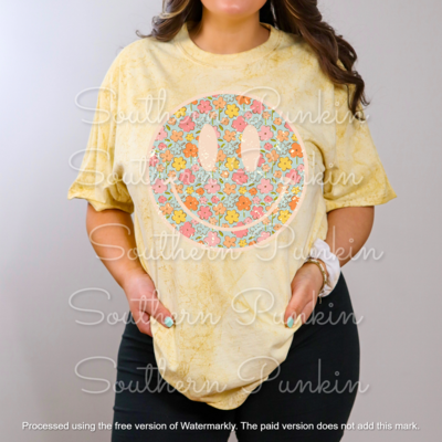 flower smiley speckled shirt