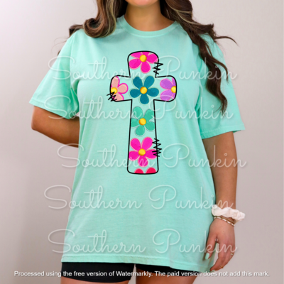 Flower retro cross shirt