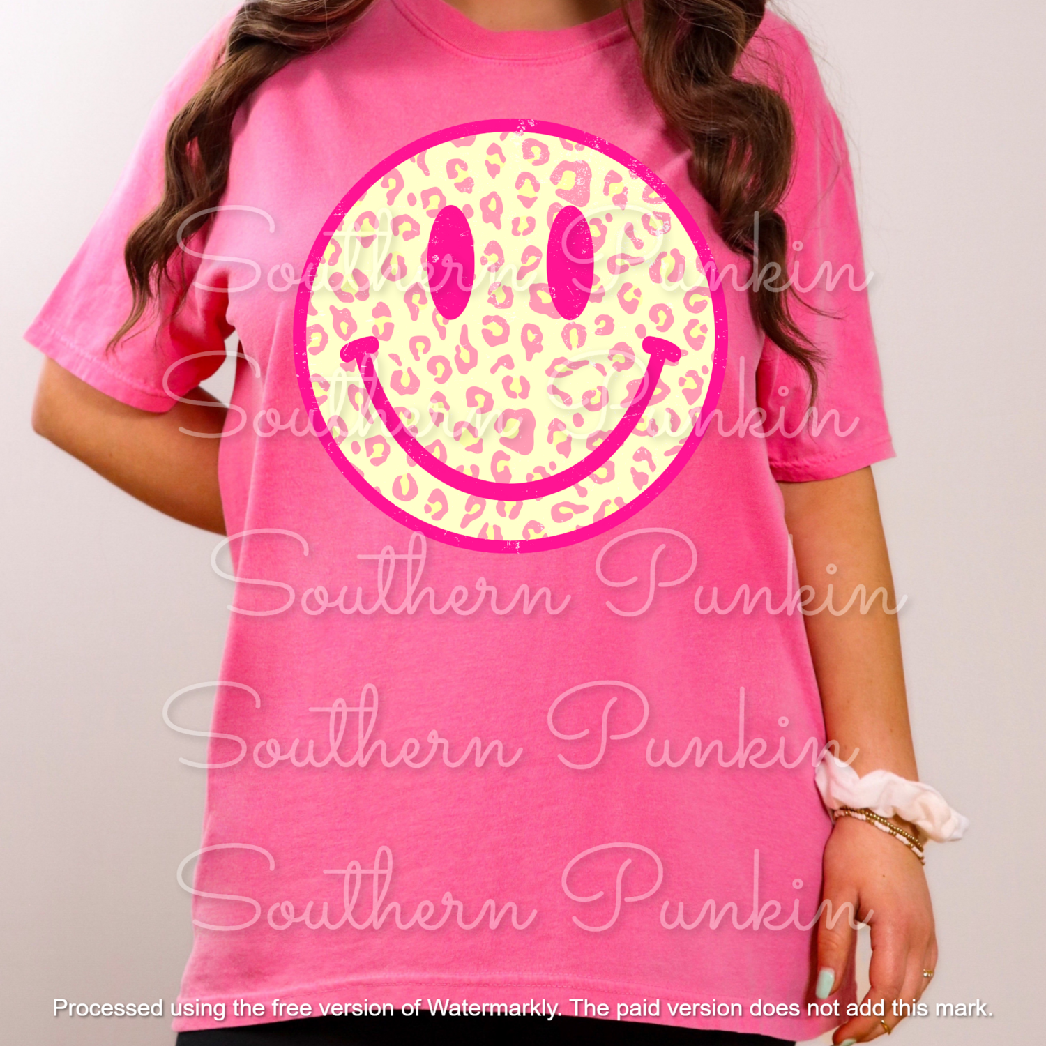 cheetah yellow smiley shirt