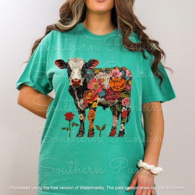 Floral cow shirt