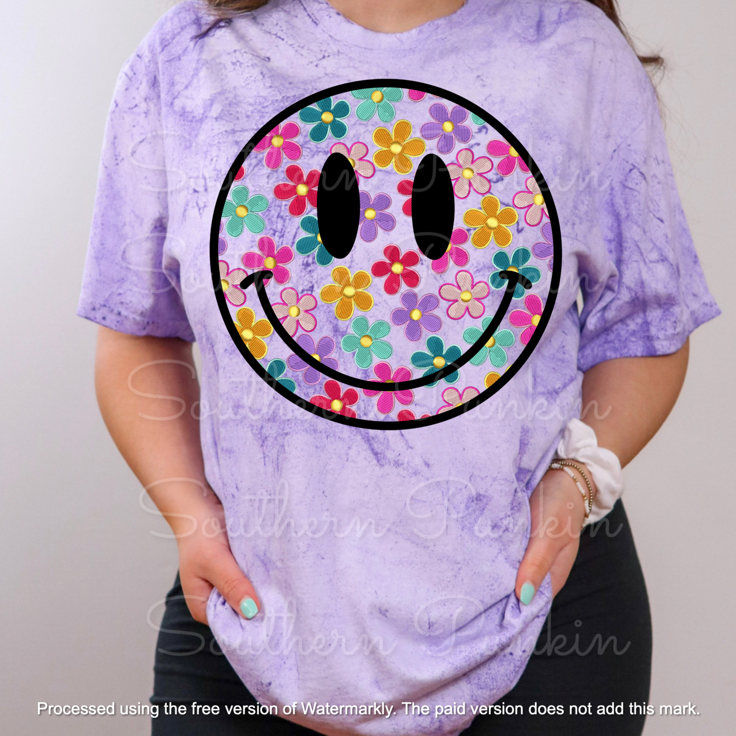 colorful flower smiley shirt