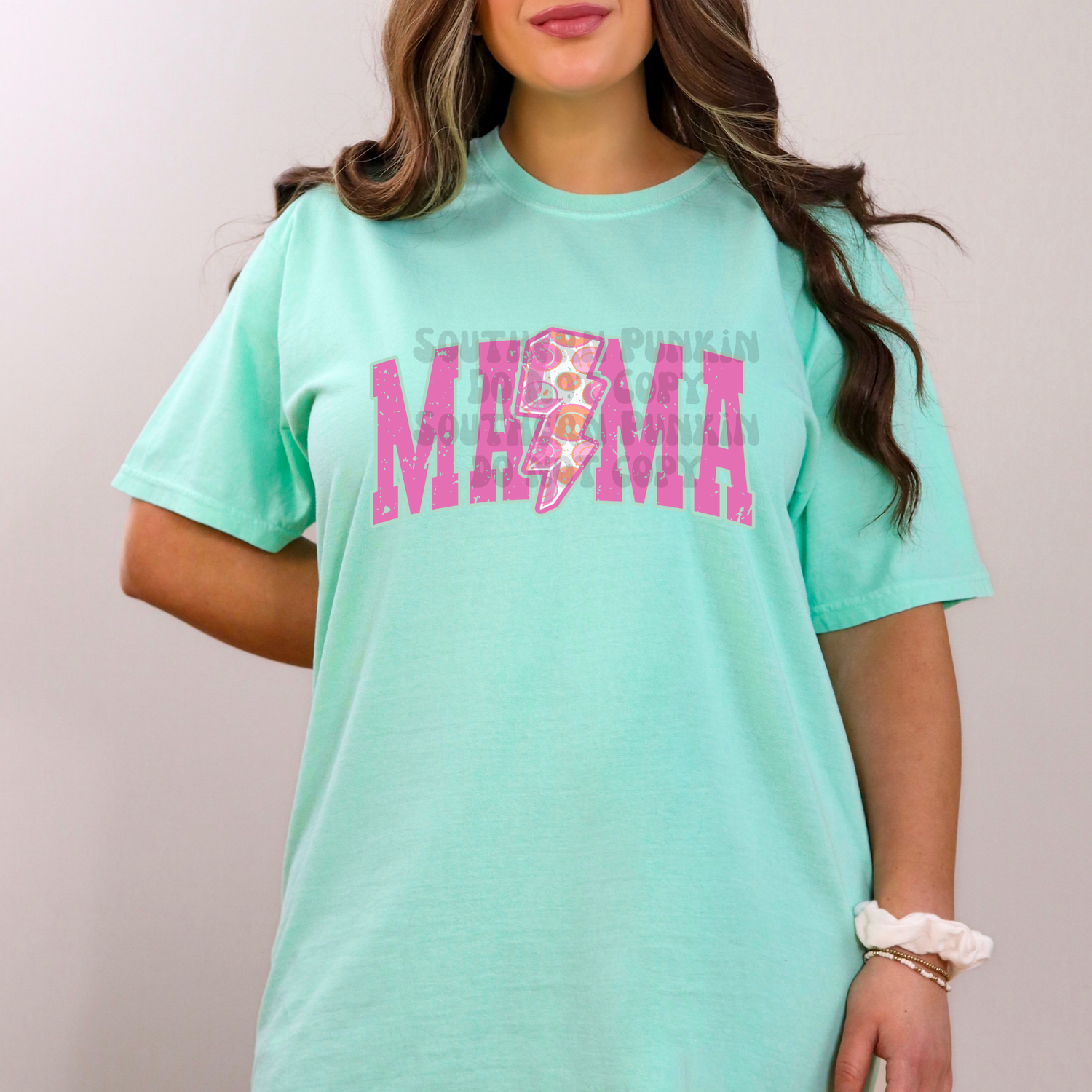 Mama lightning bolt smiley shirt
