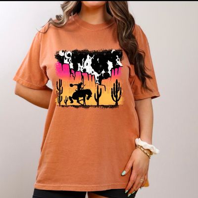 Western Cowprint Scene Shirt