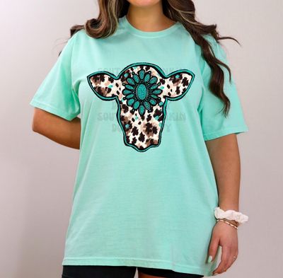 Turquoise Cow Shirt