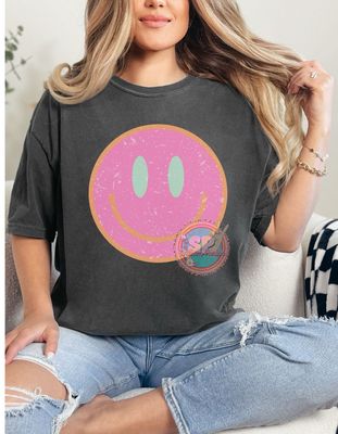 Pink Distress Smiley Shirt