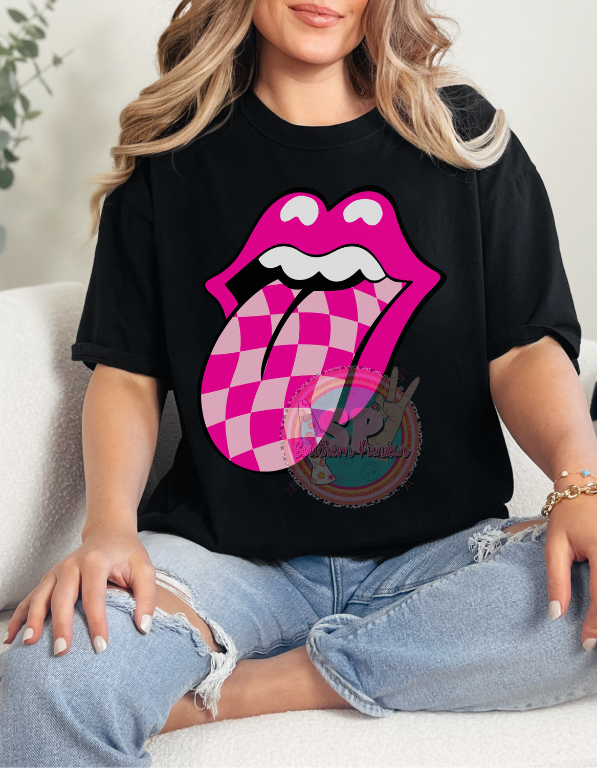 Pink Checkered Tongue Shirt