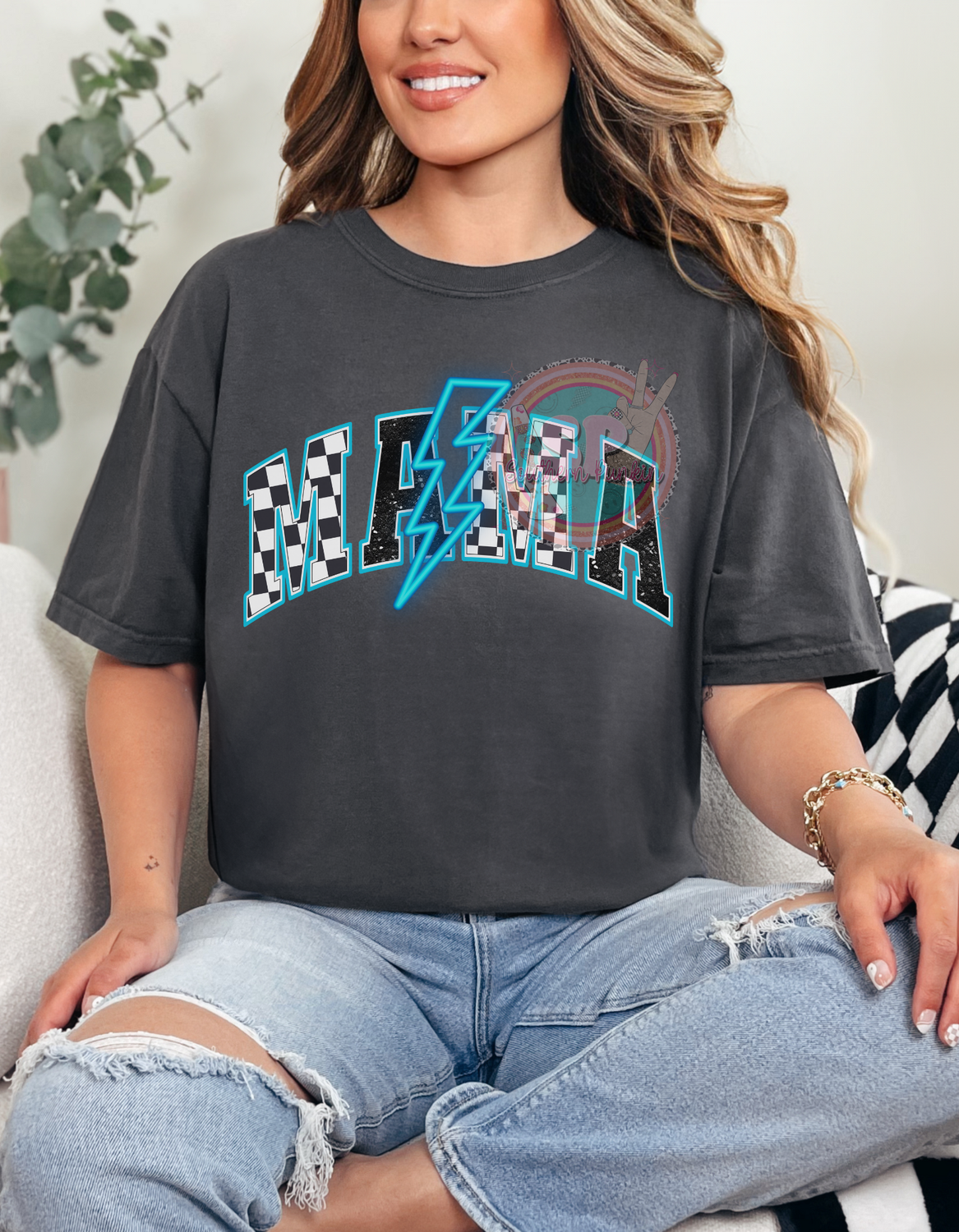 Mama Blue Lighting Bolt Shirt