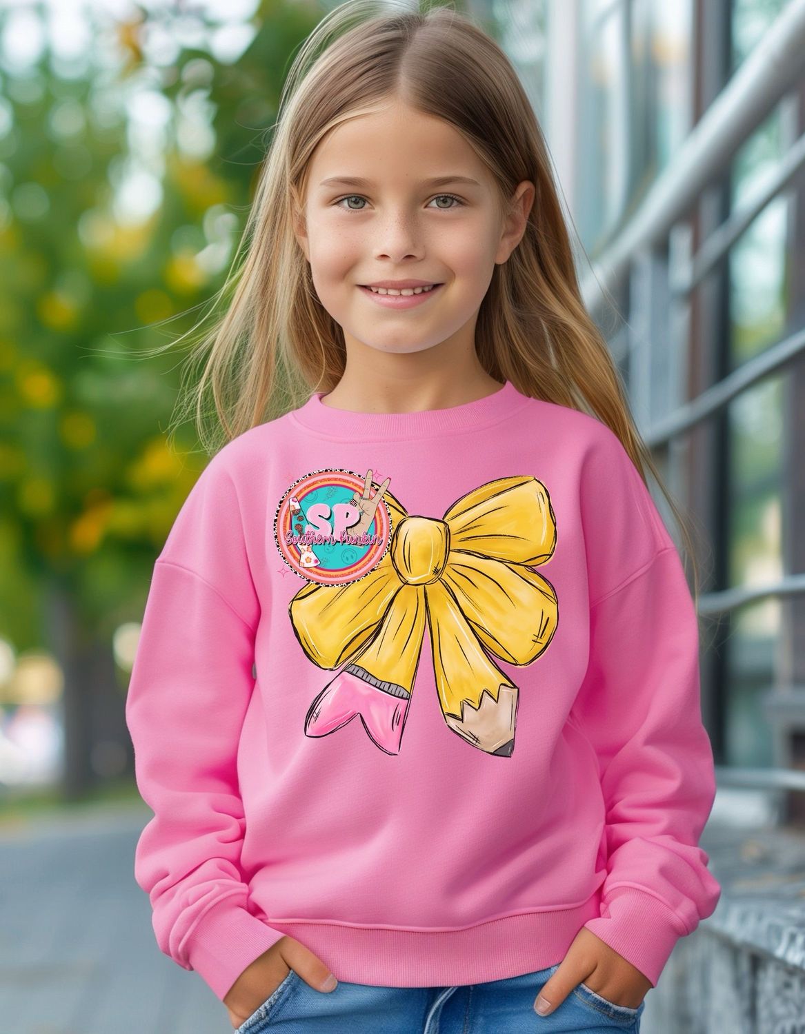 Youth Pencil Bow Crewneck