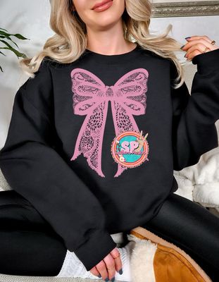 Lace Light Pink Bow Crewneck