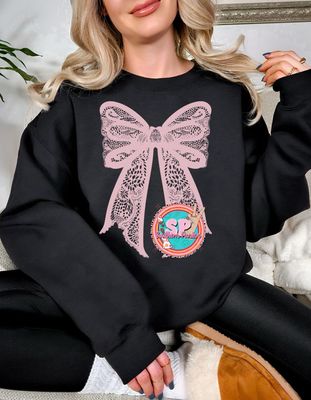 Very Light Pink Lace Bow Crewneck