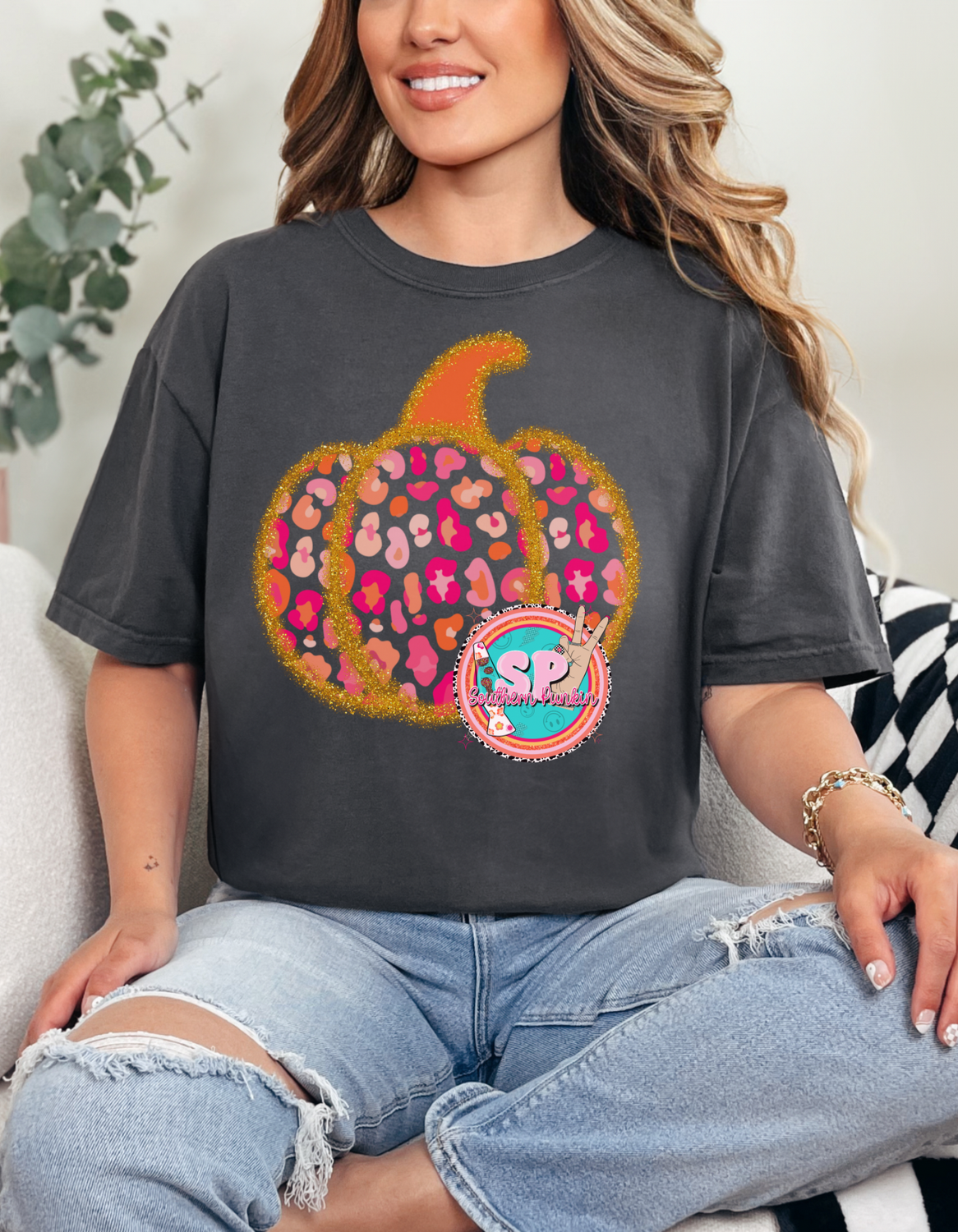 Cheetah Glitter Pumpkin Shirt
