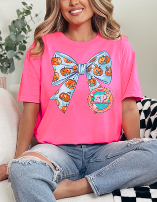 Blue Pumpkin Bow Shirt