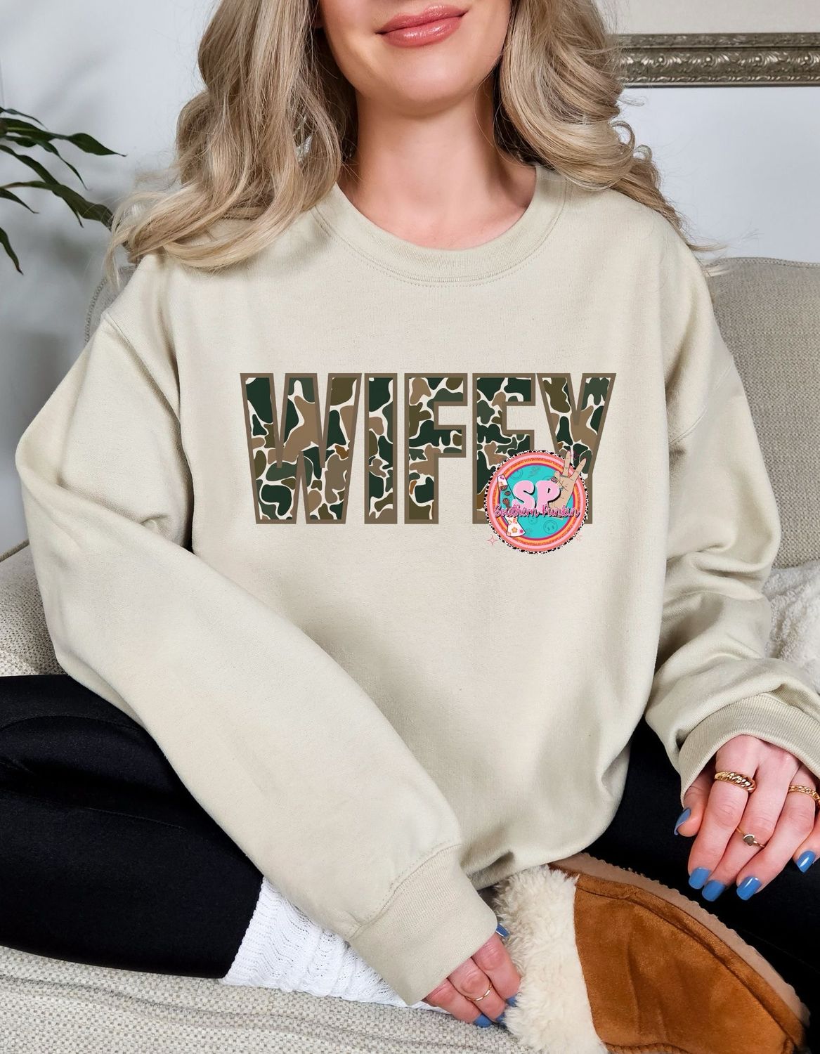 Wifey Camo Crewneck