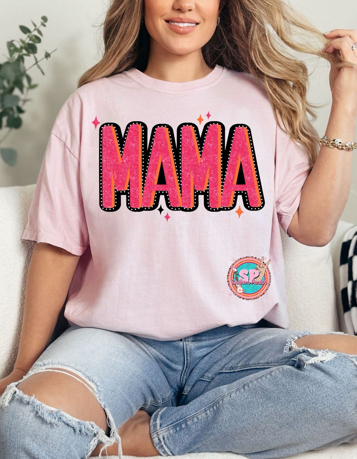 Pink Glitter Mama Shirt