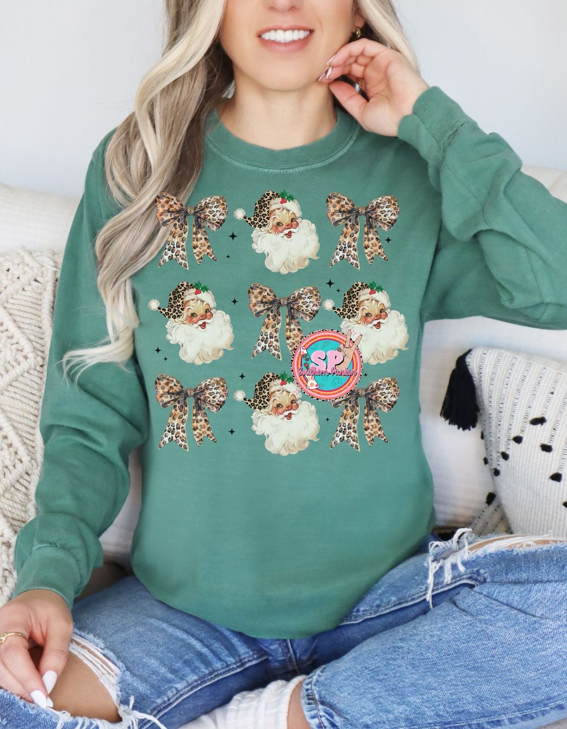 Santa With Bow Long Sleeve
