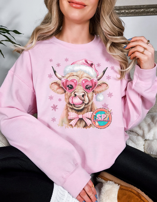 boujee Christmas cow crew neck