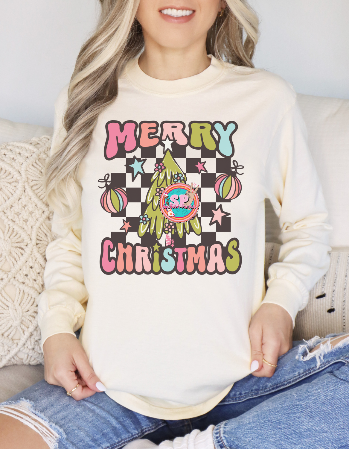 merry retro Christmas long sleeve