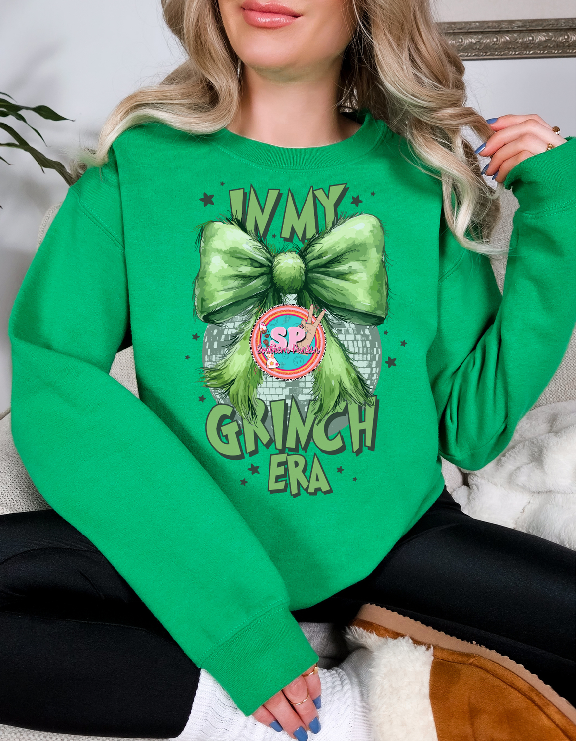 in my grinch era disco ball crewneck