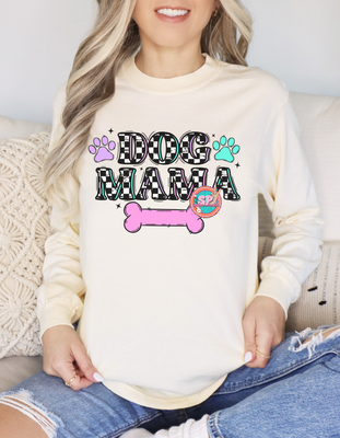 dog mama checkered long sleeve