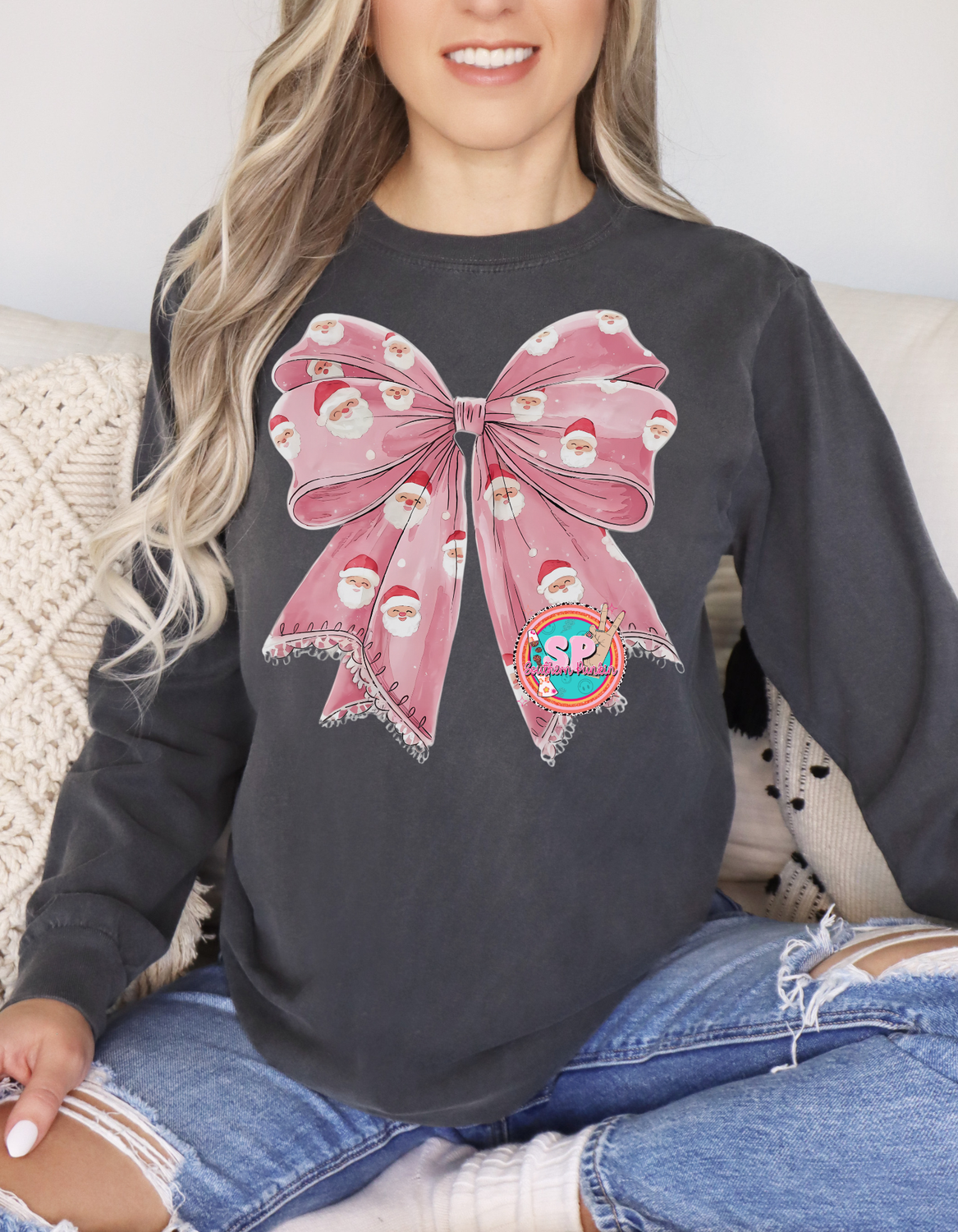 Pink Santa Bow DTF PRINT