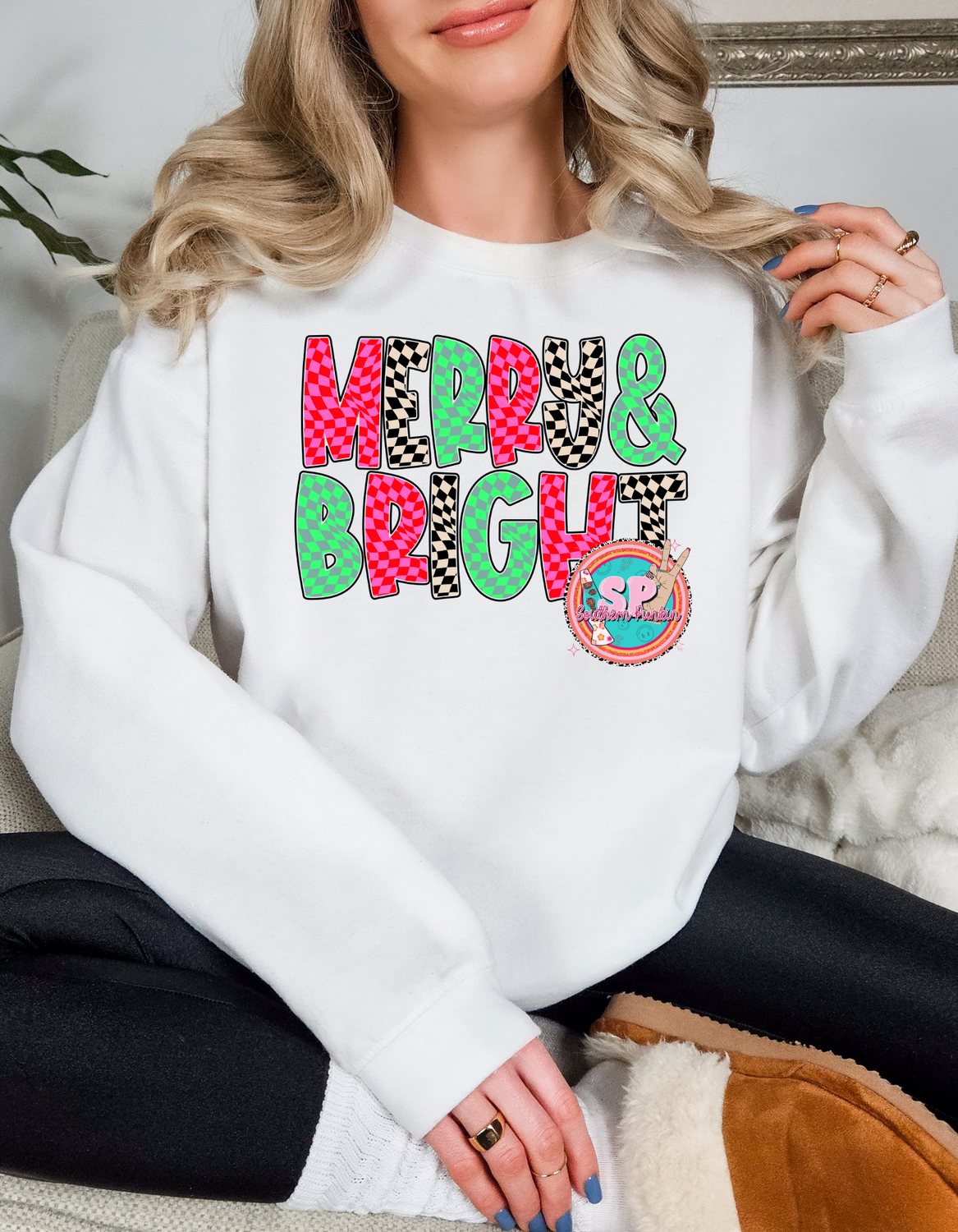 merry &amp; bright crewneck