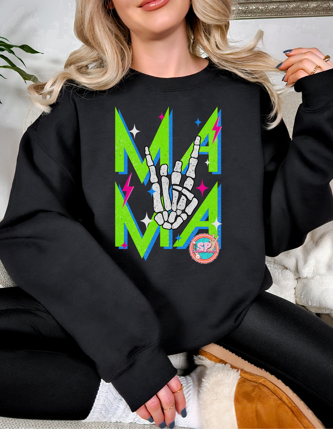 lime green mama crewneck