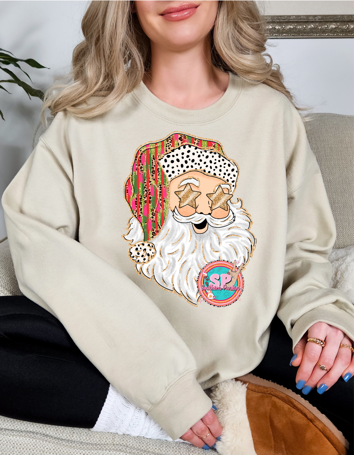 Gold glitter Santa crewneck