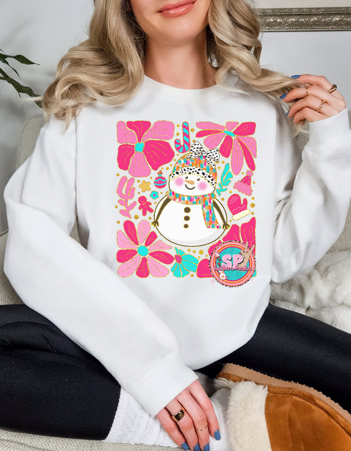 Snowman Flower Crewneck
