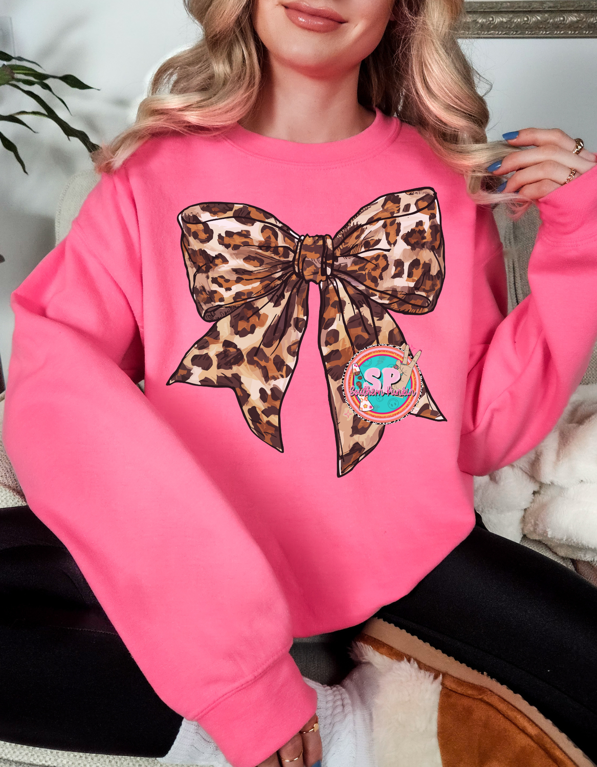 Bold Cheetah Bow Crewneck