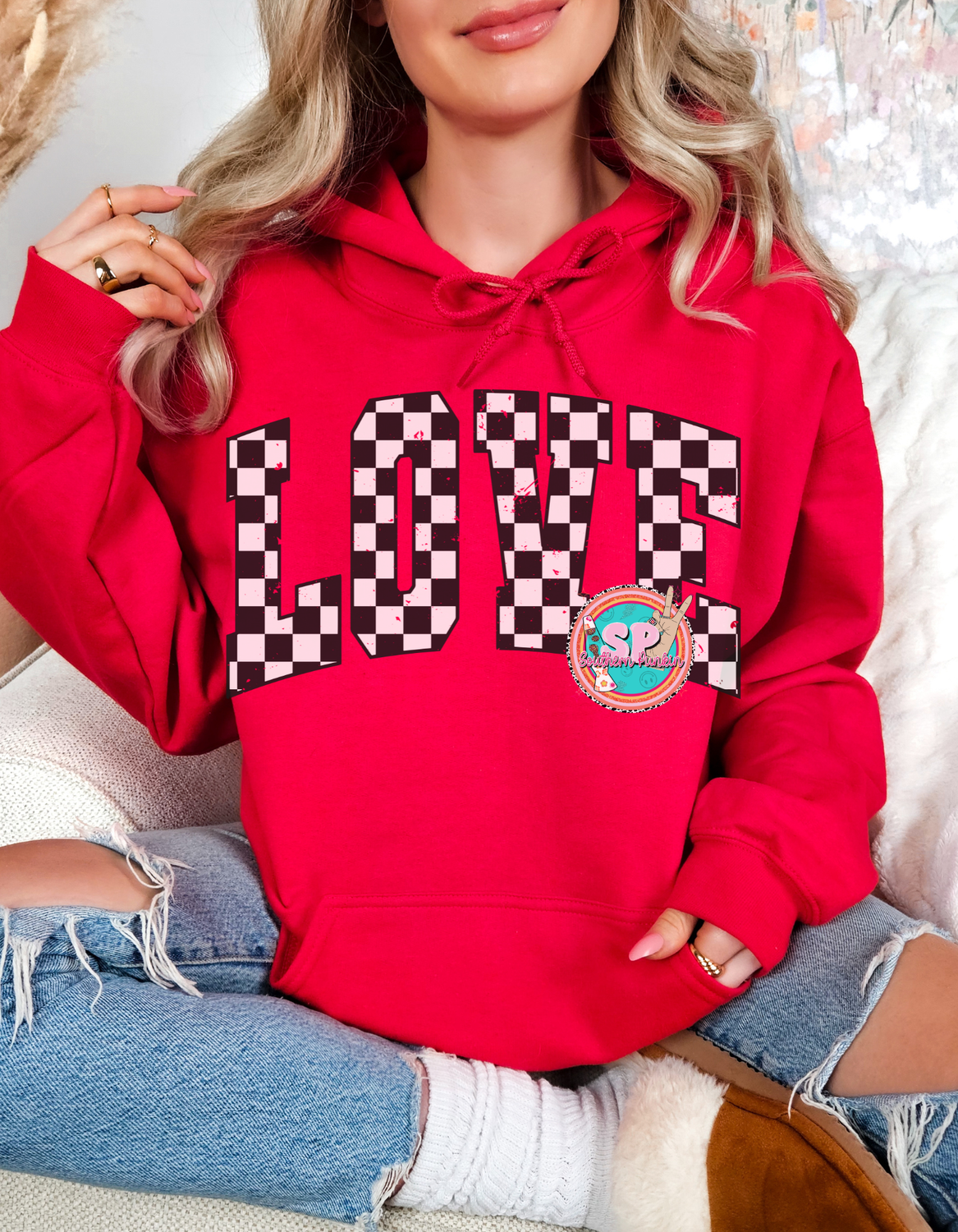 Love Checkered Hoodie