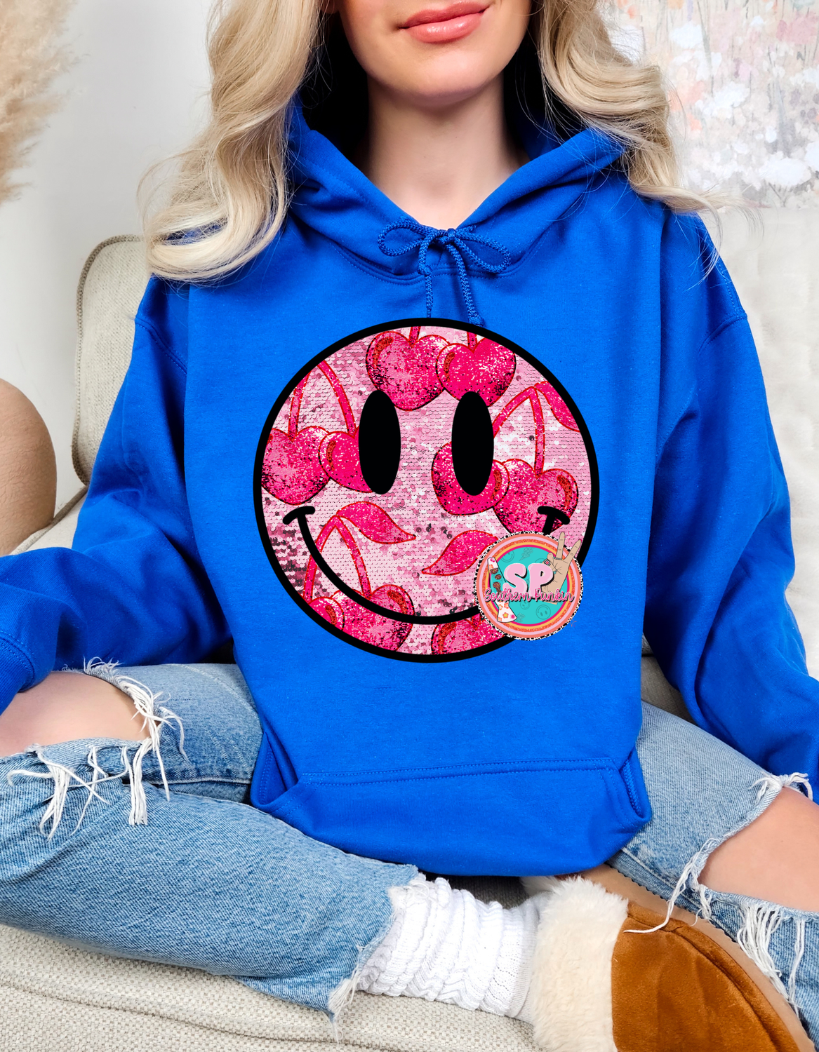 Sequin Cherry Smiley Hoodie
