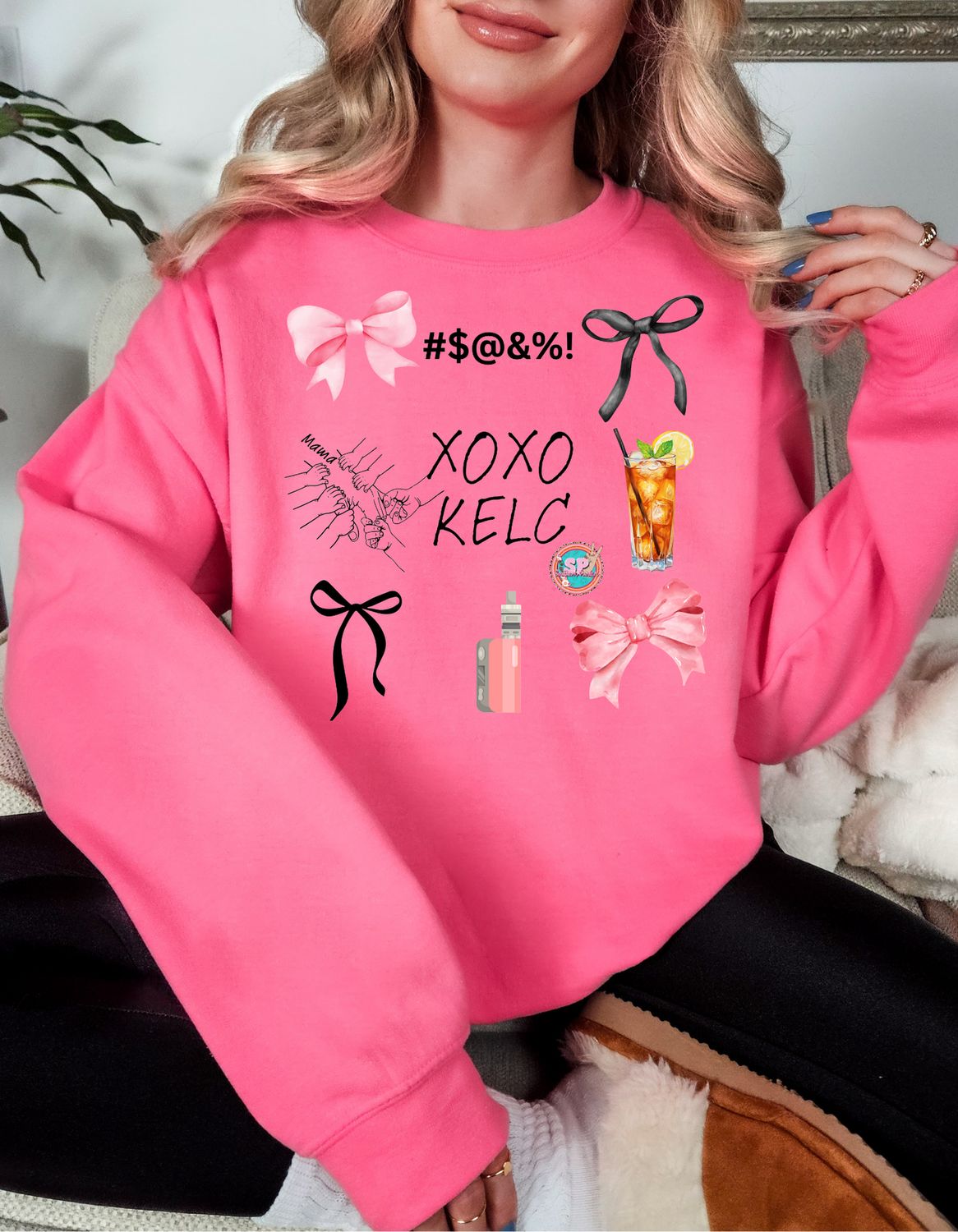 Bright Pink Xoxo KELC Crewneck