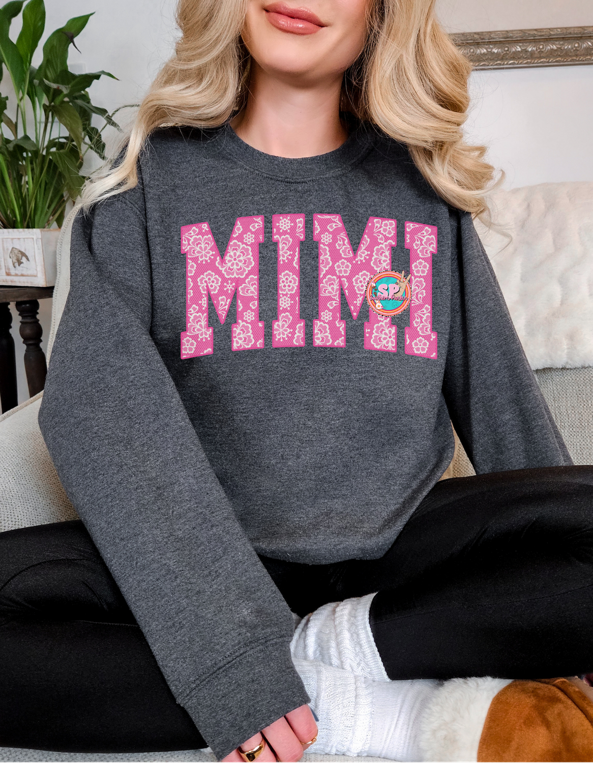 Mimi Pink Lace Crew