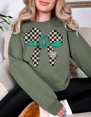 Western Checkered Crew Neck