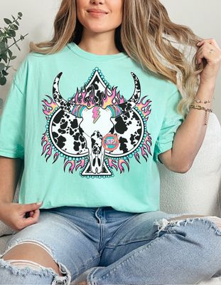 Teal And Pink Bull Fringe Shirt