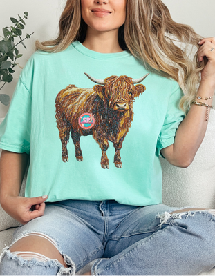 Sequin Highland Cow Shirt