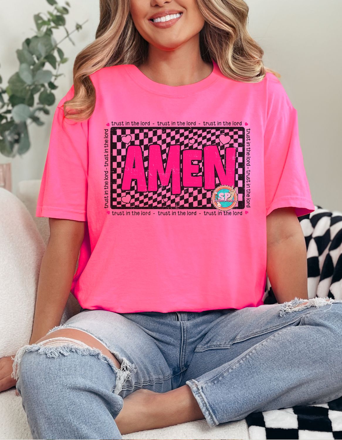 DTF Print Checkered Amen