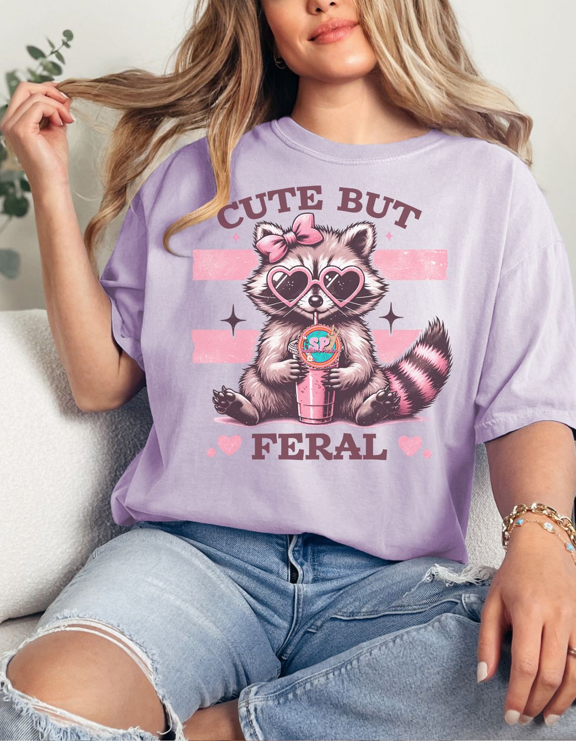 DTF PRINT cute But Feral Raccoon