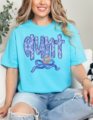 DTF PRINT blue Aunt Bow