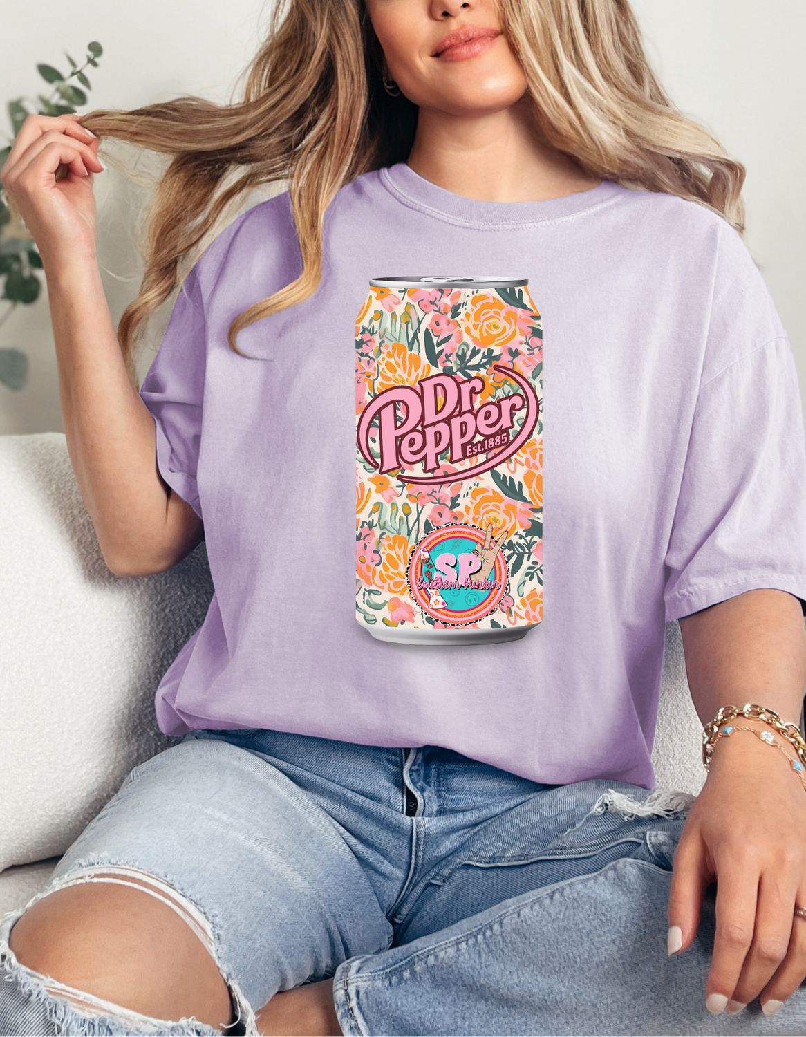 DTF PRINT floral Dr Pepper Can