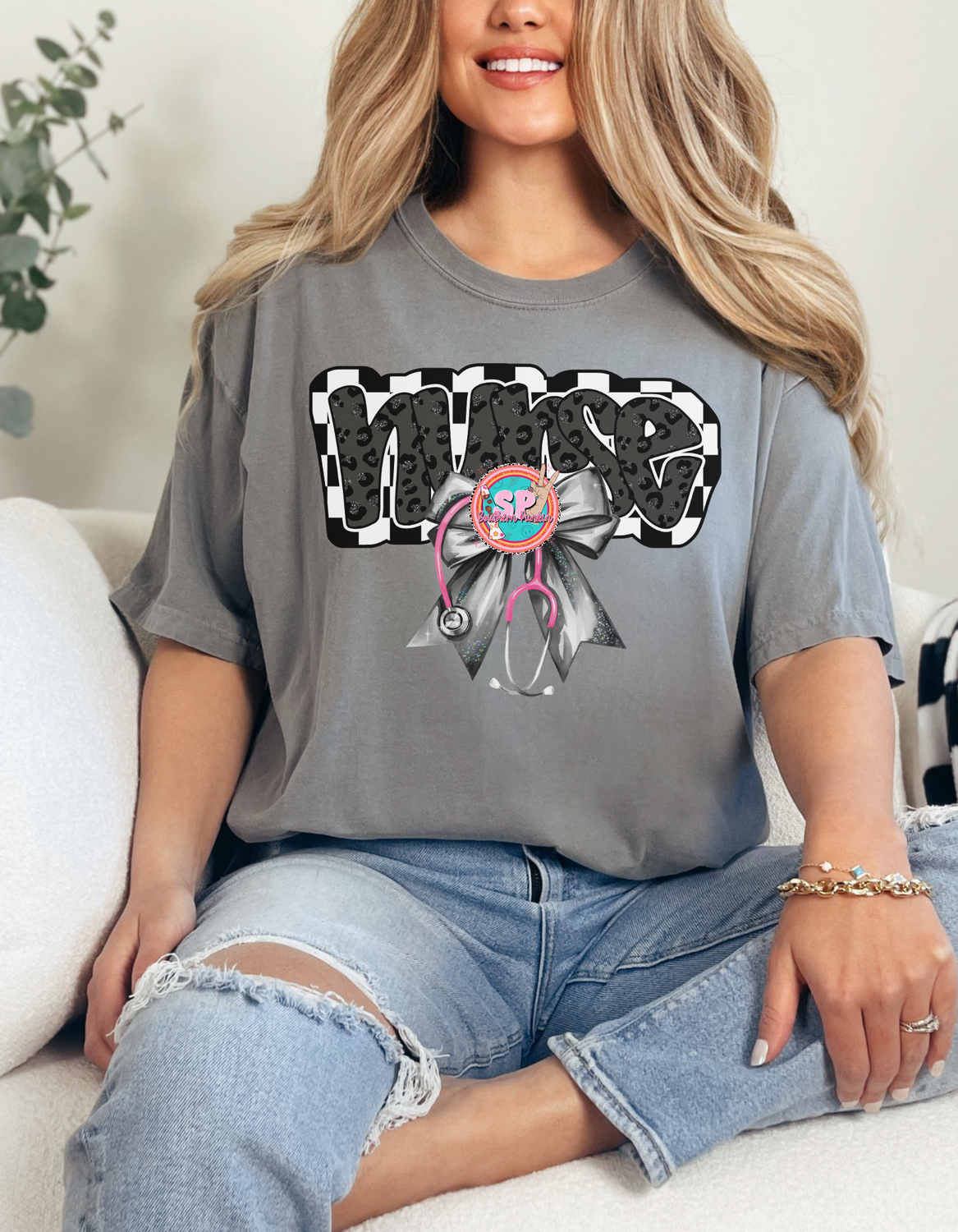 DTF PRINT Nurse Black Bow