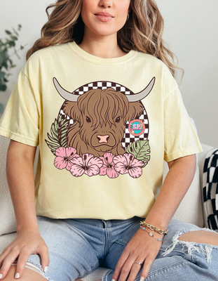Highland Cow Floral Shirt