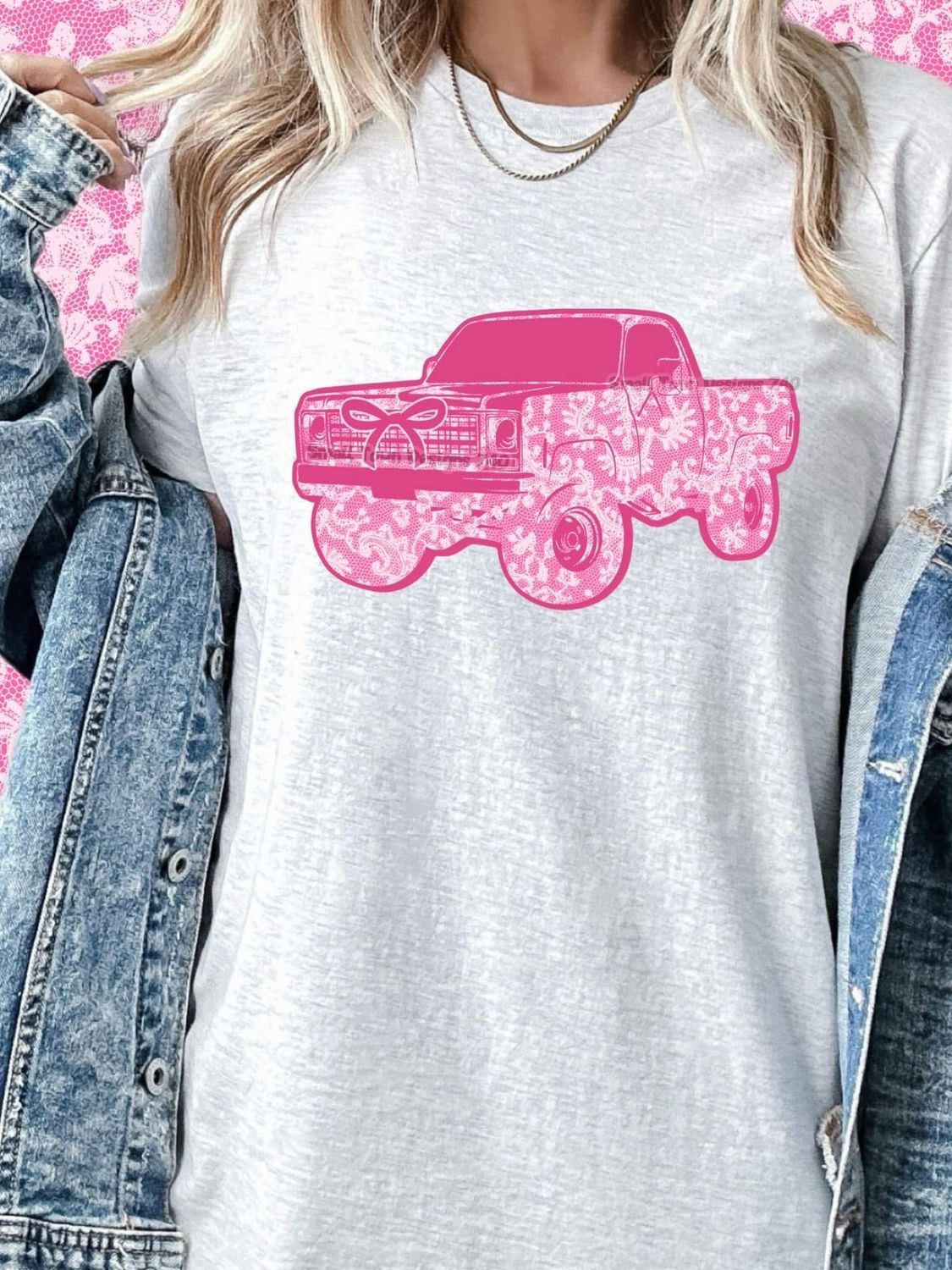 Pink Square Body Truck DTF PRINT
