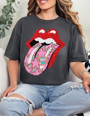 Pink Star Glitter Tongue Shirt
