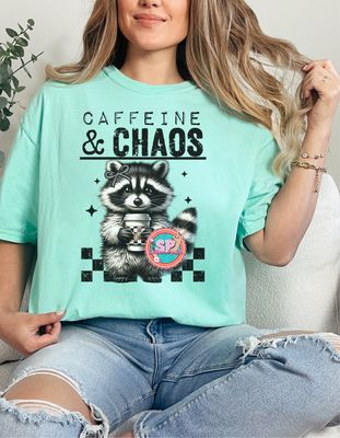 Caffeine And Chaos Raccoon Shirt