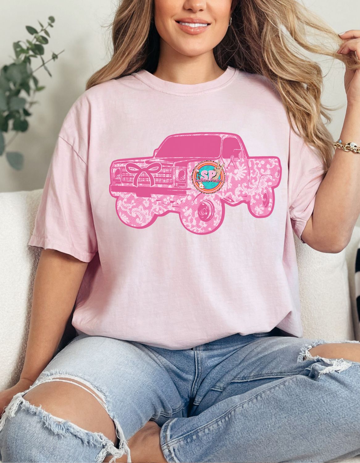 Square Body, Pink Lace Truck Shirt